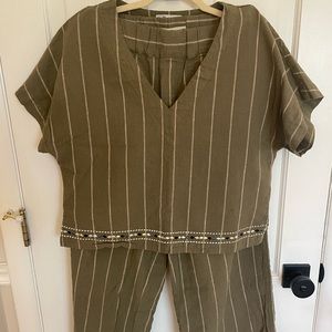 Madewell linen blend cropped shirt and pants set
